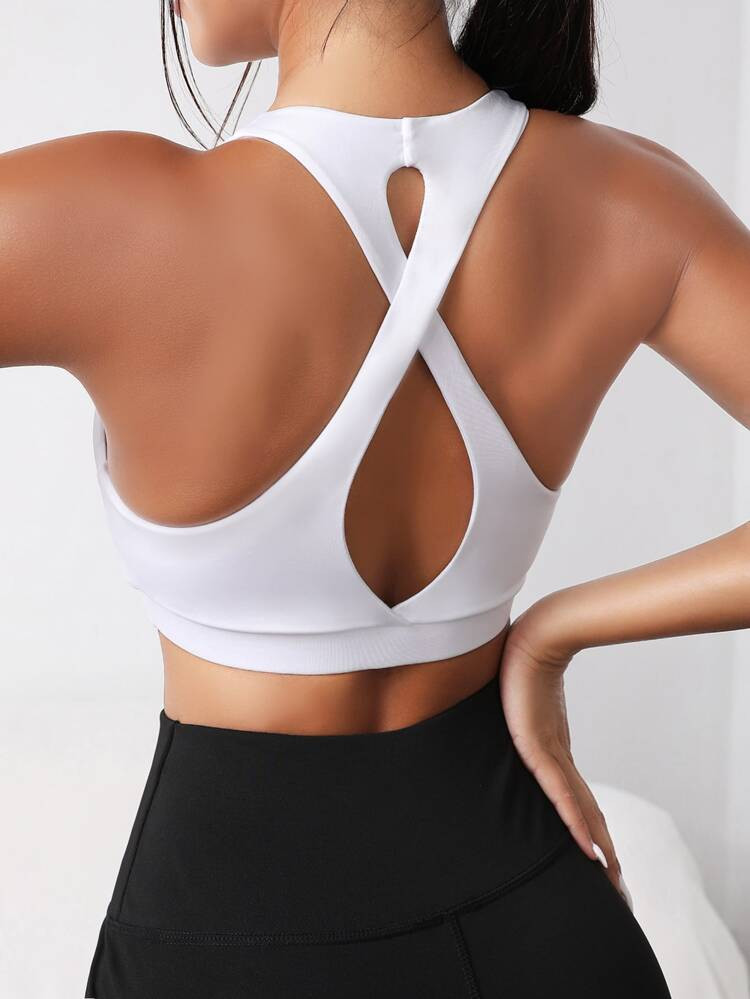 Crisscross Cut Out Back Sports Bra | SHEIN