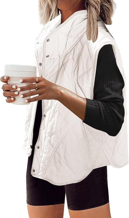 SENSERISE Womens Puffer Vest Quilted Vest Oversized Lightweight Vests Outerwear Padded Jacket Win... | Amazon (US)