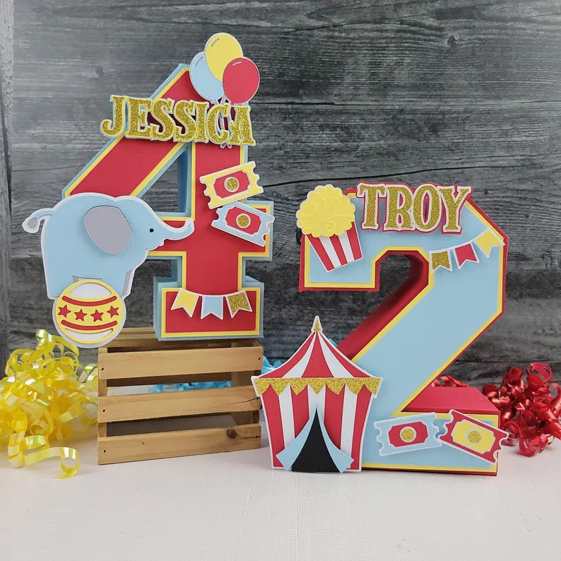 Circus Themed 3D Number or Letter - Under the Big Top Birthday - Three Ring Circus | Etsy (Global)
