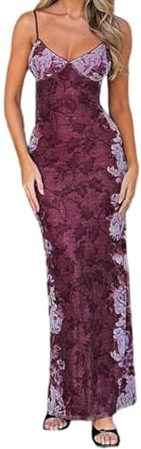 Women's Retro Floral Pattern Camisole Dress Sexy Slim fit Waist Cinching Long Skirt Summer Skirts... | Amazon (US)