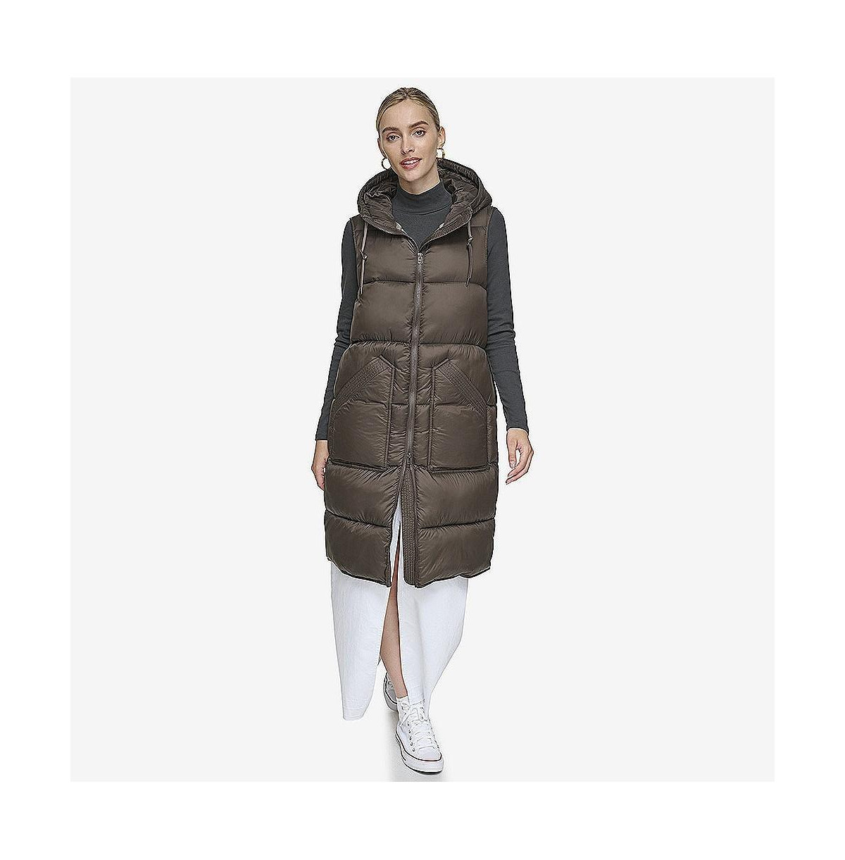 Andrew Marc Women's Kerr Horizontal Rail Quilted Matte Shell Puffer Vest - Chocolate | Macy's