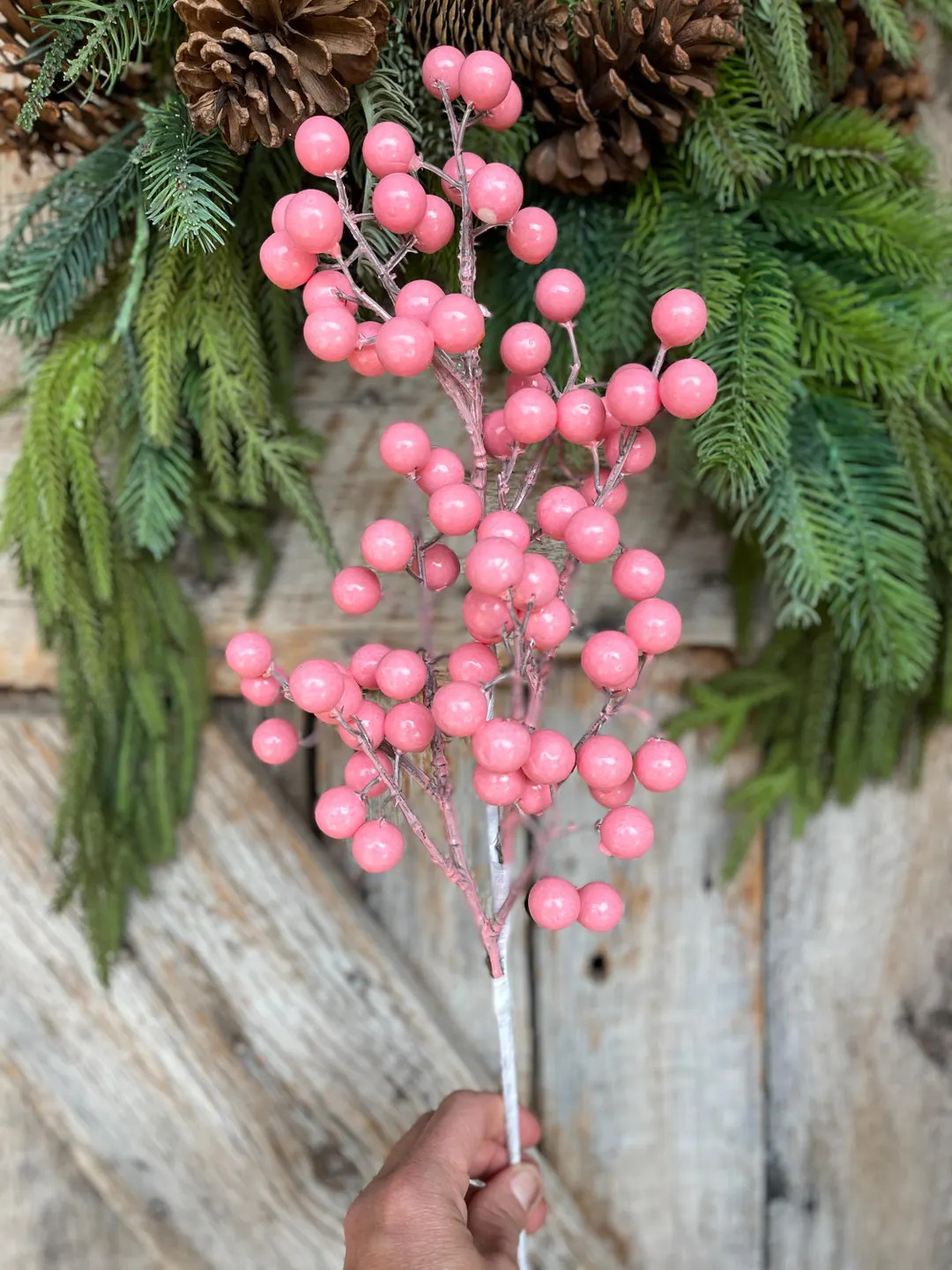 Pink Berry Floral Stem: 24" Christmas Tree Wreath Supply - Etsy | Etsy (US)