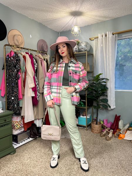 Who says you can’t wear color in the winter? I’m obsessed with this pink plaid shacket, such a feminine take on a piece that is otherwise pretty masculine. I got a M, fits TTS! #walmart #walmartstyle #walmartfinds 

#LTKunder100 #LTKunder50 #LTKstyletip