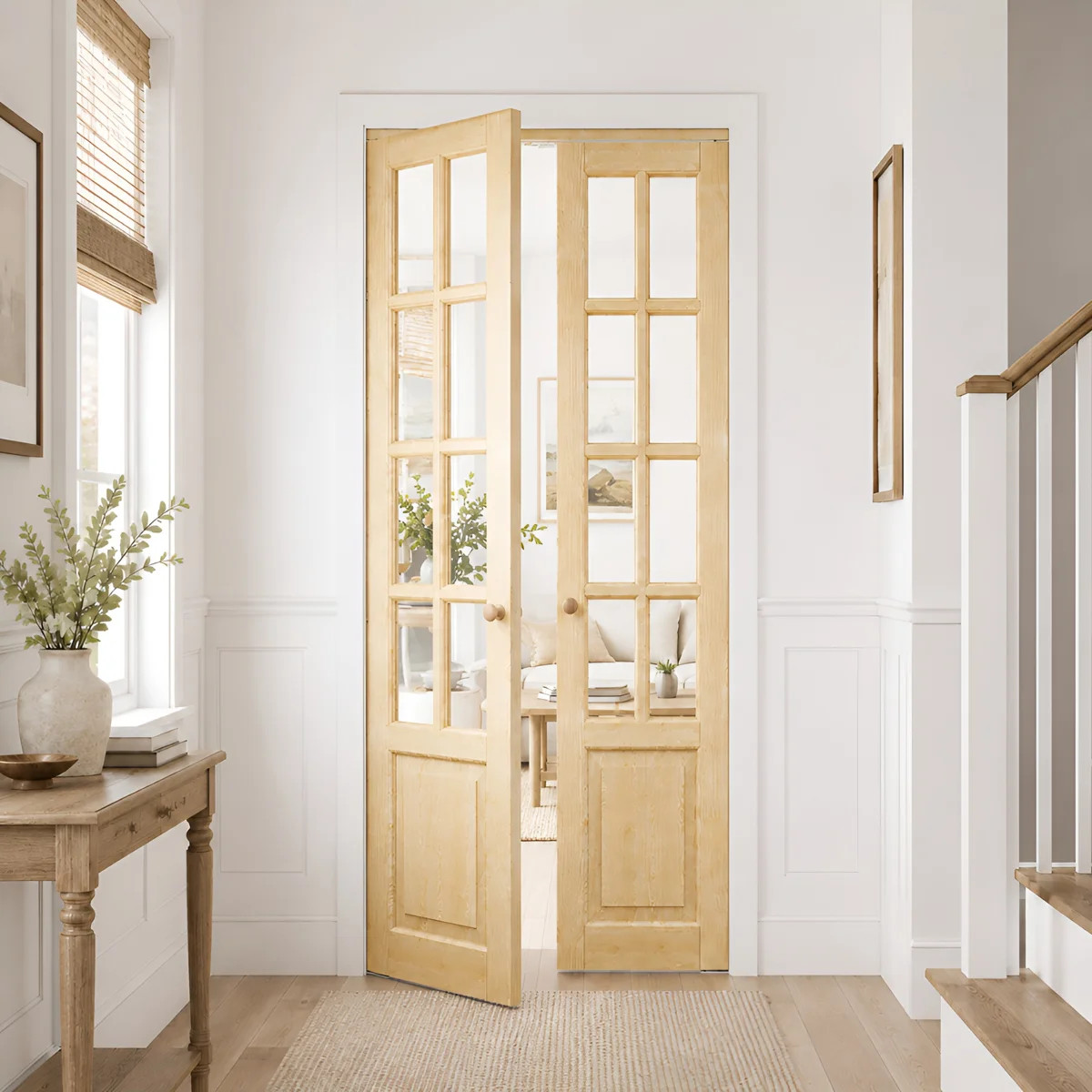 24" x 80" 8 panels Clear Glass And Solid Wood French Door With Installation Hardware Kit | Wayfair North America