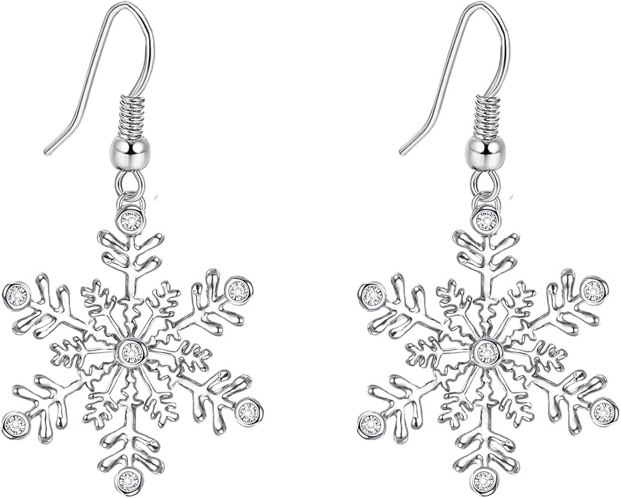 SELOVO Snowflake Earring Clear Cubic Zirconia Sparkle Hook Dangle Drop Earrings for Women for Chr... | Amazon (US)