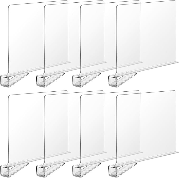 Boao 8 Pcs Shelf Dividers for Closet Organization Acrylic Clear Shelf Divider Purse Organizer Han... | Amazon (US)