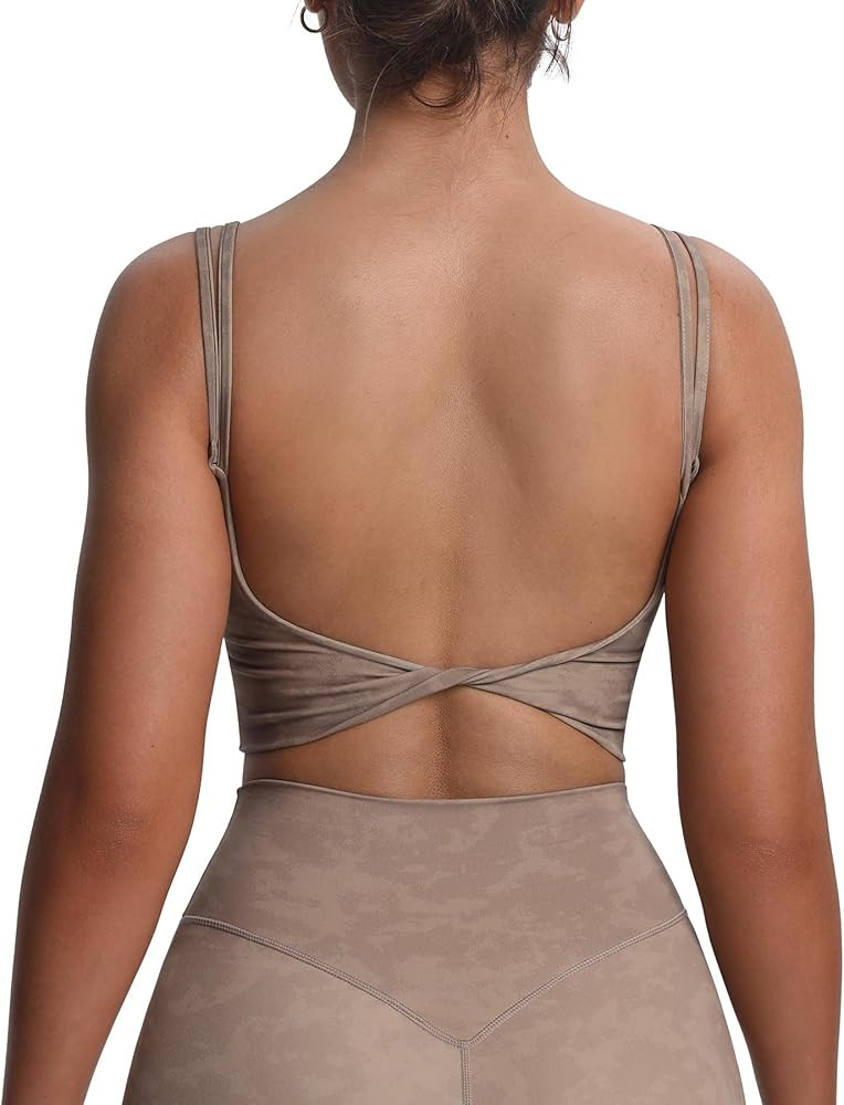 Aoxjox Women's Workout Sports Bras Fitness Yoga Crop Tank Metamorph Twist Back Cami | Amazon (US)