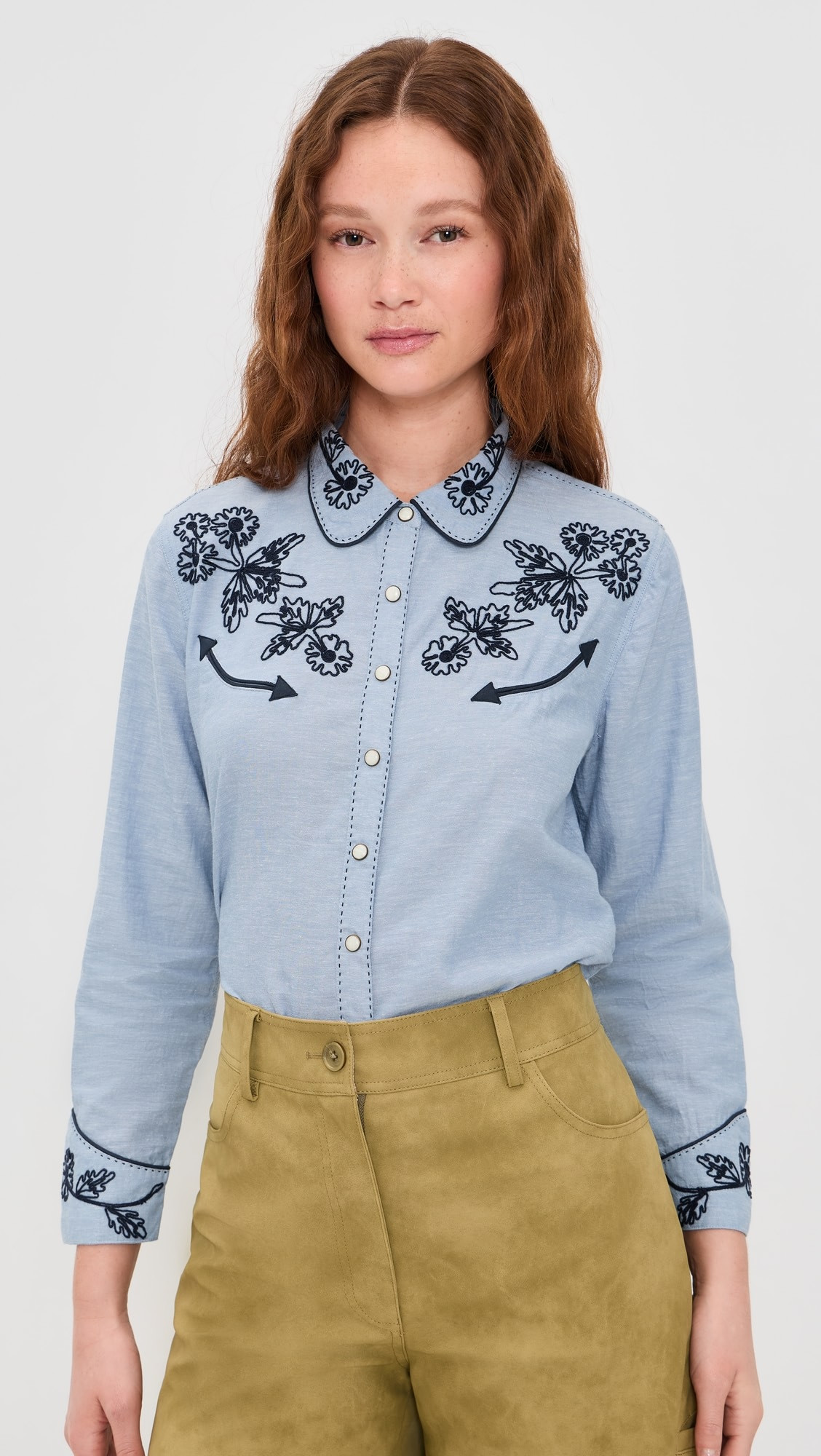 THE GREAT x Stetson The Chambray Embroidered Western Shirt | Shopbop
