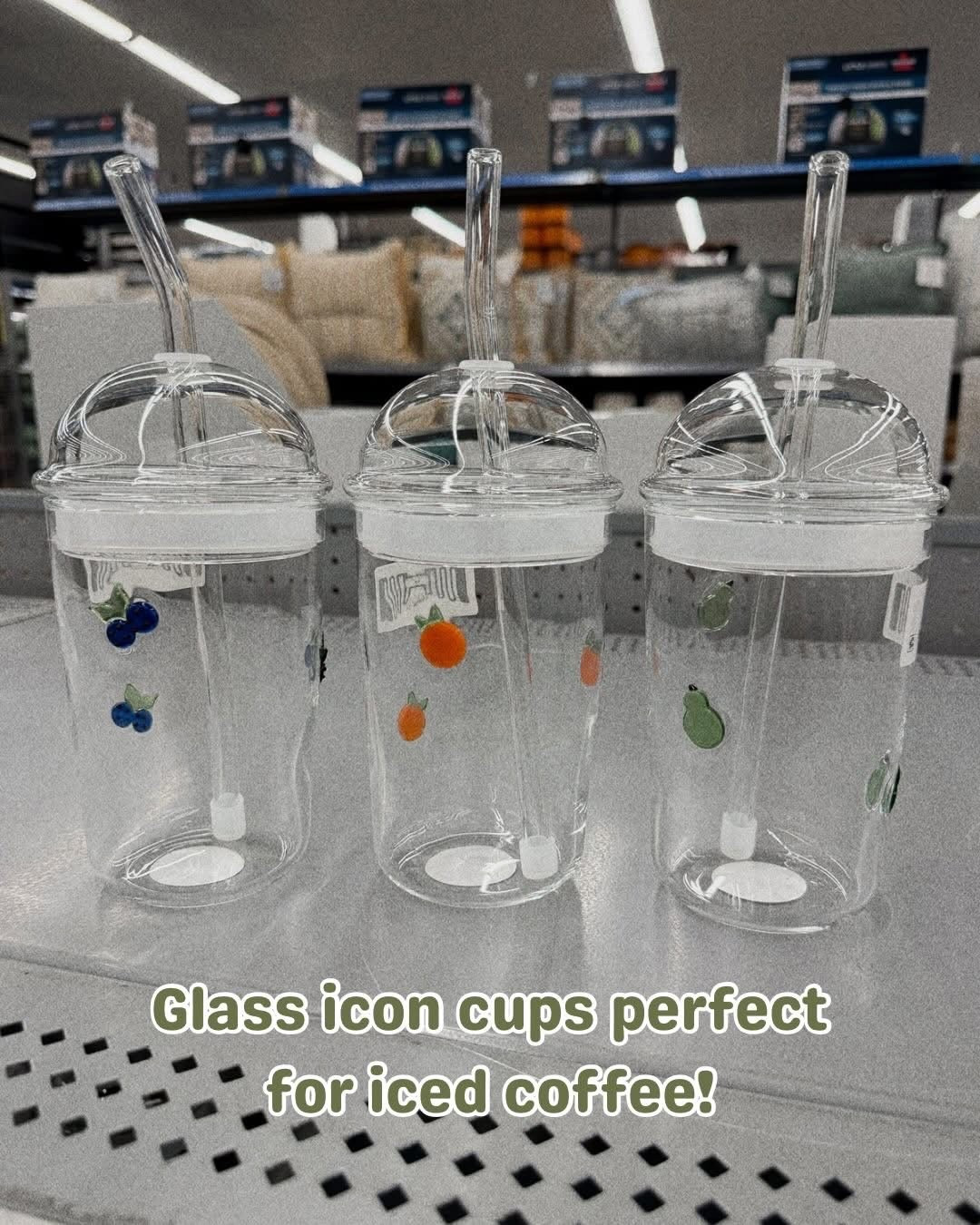 Walmart glass icon 🫐❤️ Iced coffee cups with lids and straws!