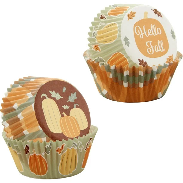 Great Value Autumn and Pumpkin Fall Cupcake Liners, 48-Count | Walmart (US)