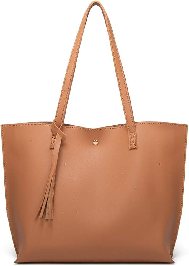 Dreubea Women's Soft Faux Leather Tote Shoulder Bag from, Big Capacity Tassel Handbag | Amazon (US)