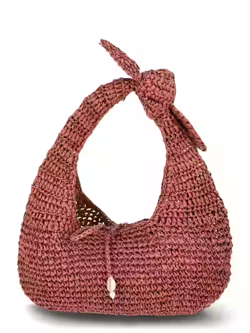 Time and Tru Women's Knot Top Straw Crescent Bag, Bronze | Walmart (US)