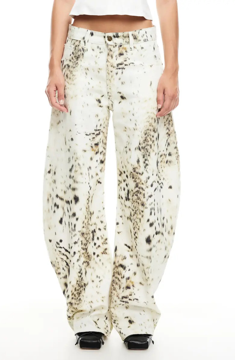 LIONESS Horseshoe Print Barrel Leg Jeans | Nordstrom | Nordstrom