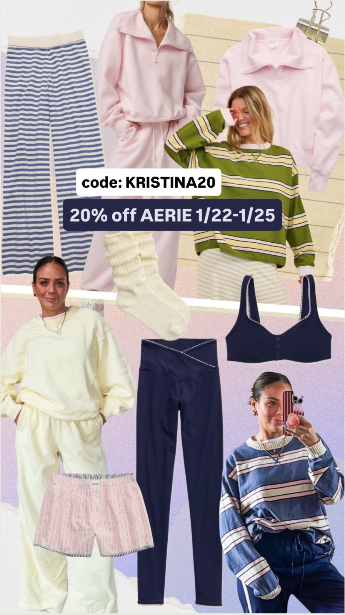 🆕 @aerie 20% off code KRISTINA20 stacks on sale prices! the perfect spring comfy sets. In XS all, M bra.

#LTKSaleAlert #LTKootd