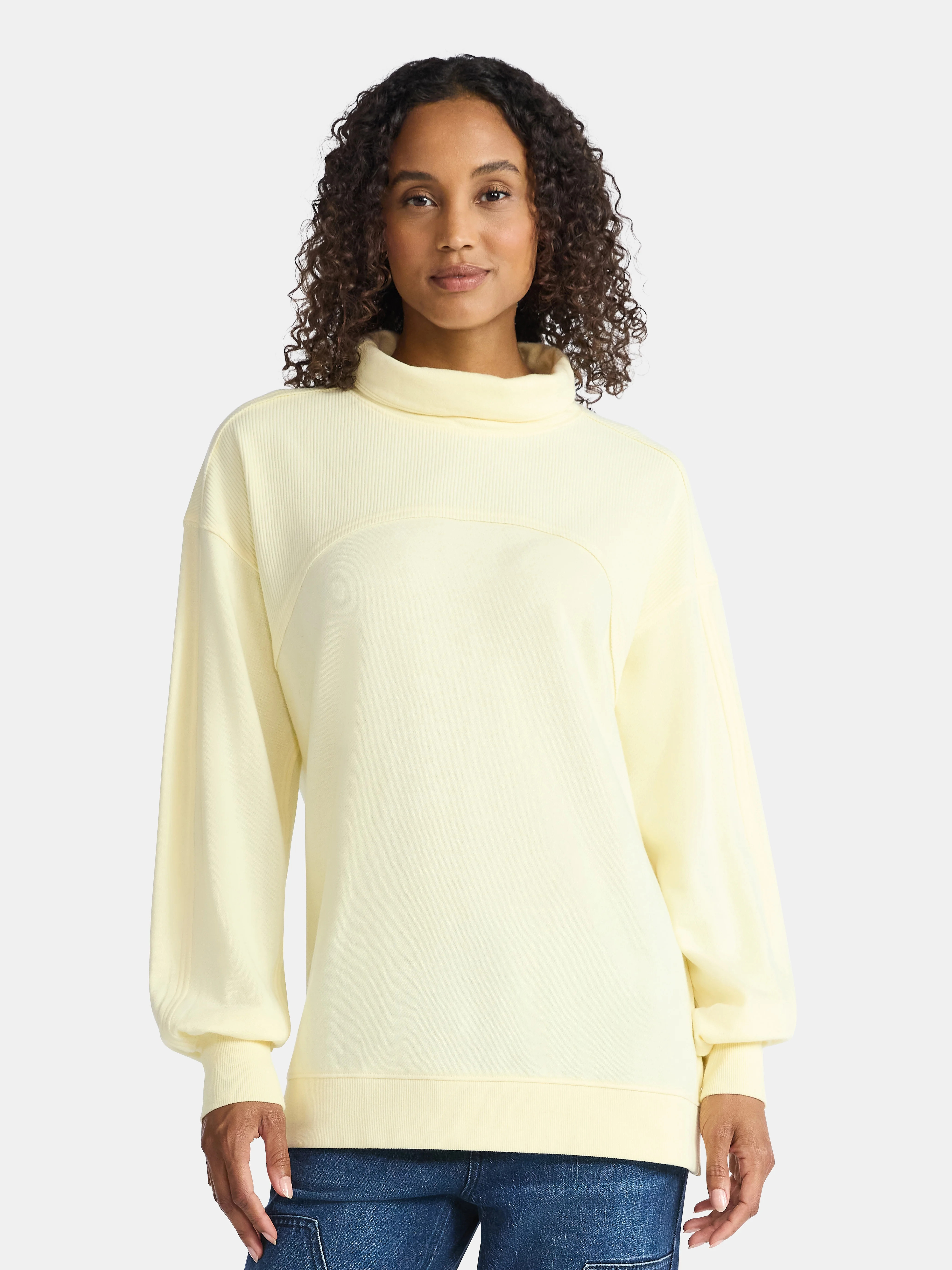 Time and Tru Women's Ottoman Ribbed Pullover Top with Long Sleeves, Size XS-XXXL | Walmart (US)