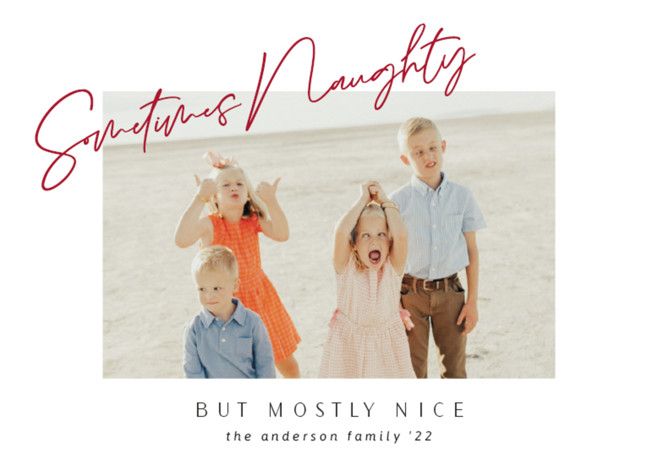 "mostly nice" - Customizable Holiday Photo Cards in Red by Jelena Vuletic. | Minted