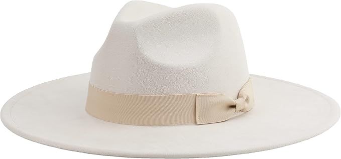 Big Wide Brim Fedora Hat for Women Large Felt Panama Rancher Hat | Amazon (US)