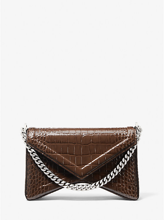 Manhatta Medium Crocodile Embossed Patent Leather Bag | Michael Kors US