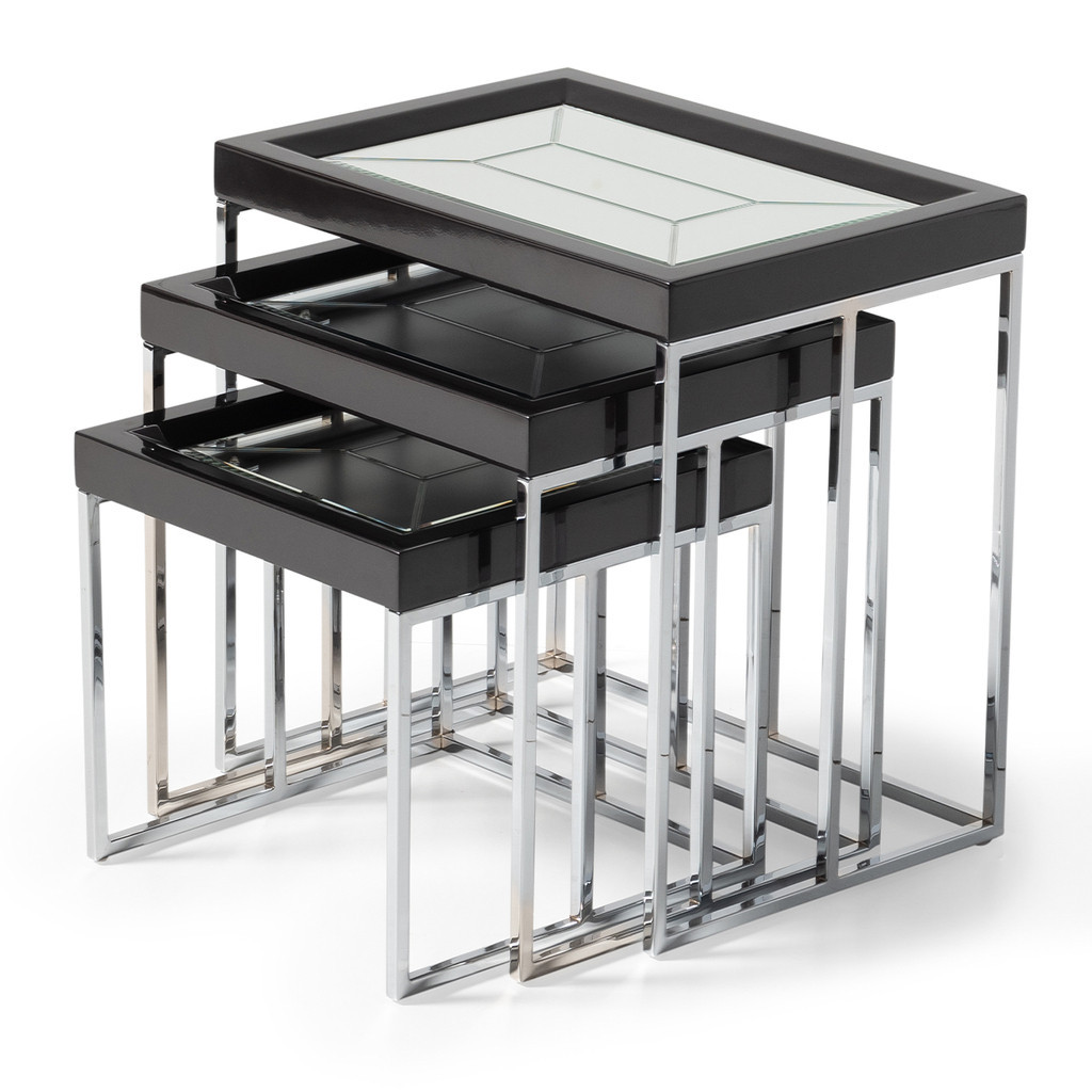 Carmela Nesting Tables Set of 3 In Glossy Charcoal Sand | 1stopbedrooms