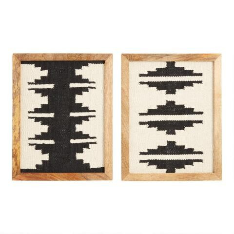 Black And White Southwest Textiles Framed Wall Decor 2 Piece | World Market