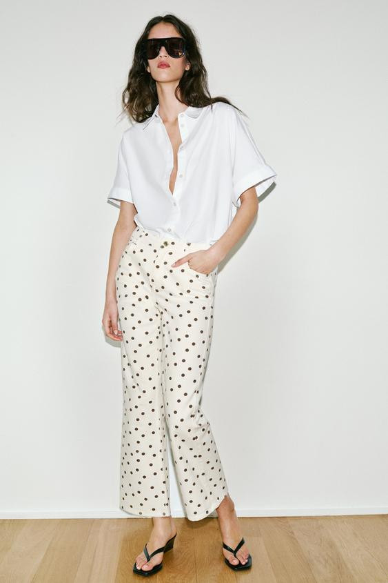 Z1975 MID-RISE MINI FLARE POLKA DOT JEANS | Zara Canada