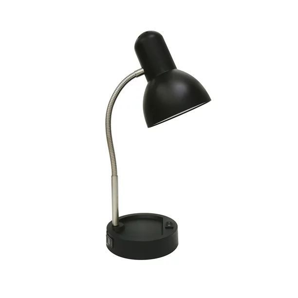 Mainstays LED Gooseneck Desk Lamp with Catch-All Base & AC Outlet | Walmart (US)