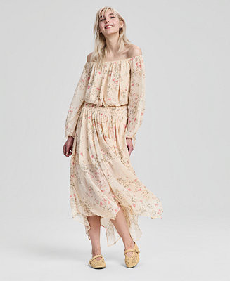 Women's Floral-Print Handkerchief-Hem Midi Skirt, Macy's Exclusive | Macy's