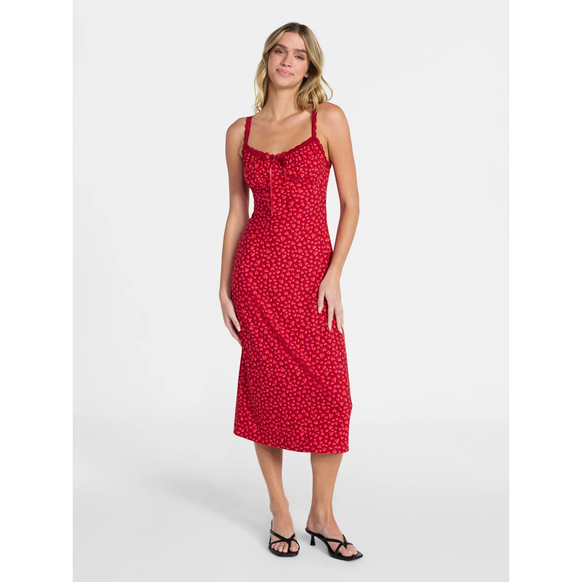 No Boundaries Lace Strap Midi Dress, Women's XXS-XXL | Walmart (US)