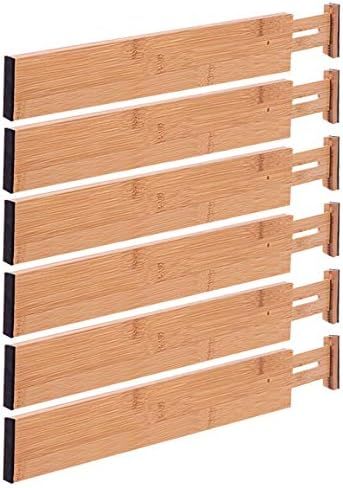 Drawer Dividers Bamboo Kitchen Organizers Set of 6 - Spring Loaded Drawer Divider Adjustable & Ex... | Amazon (US)