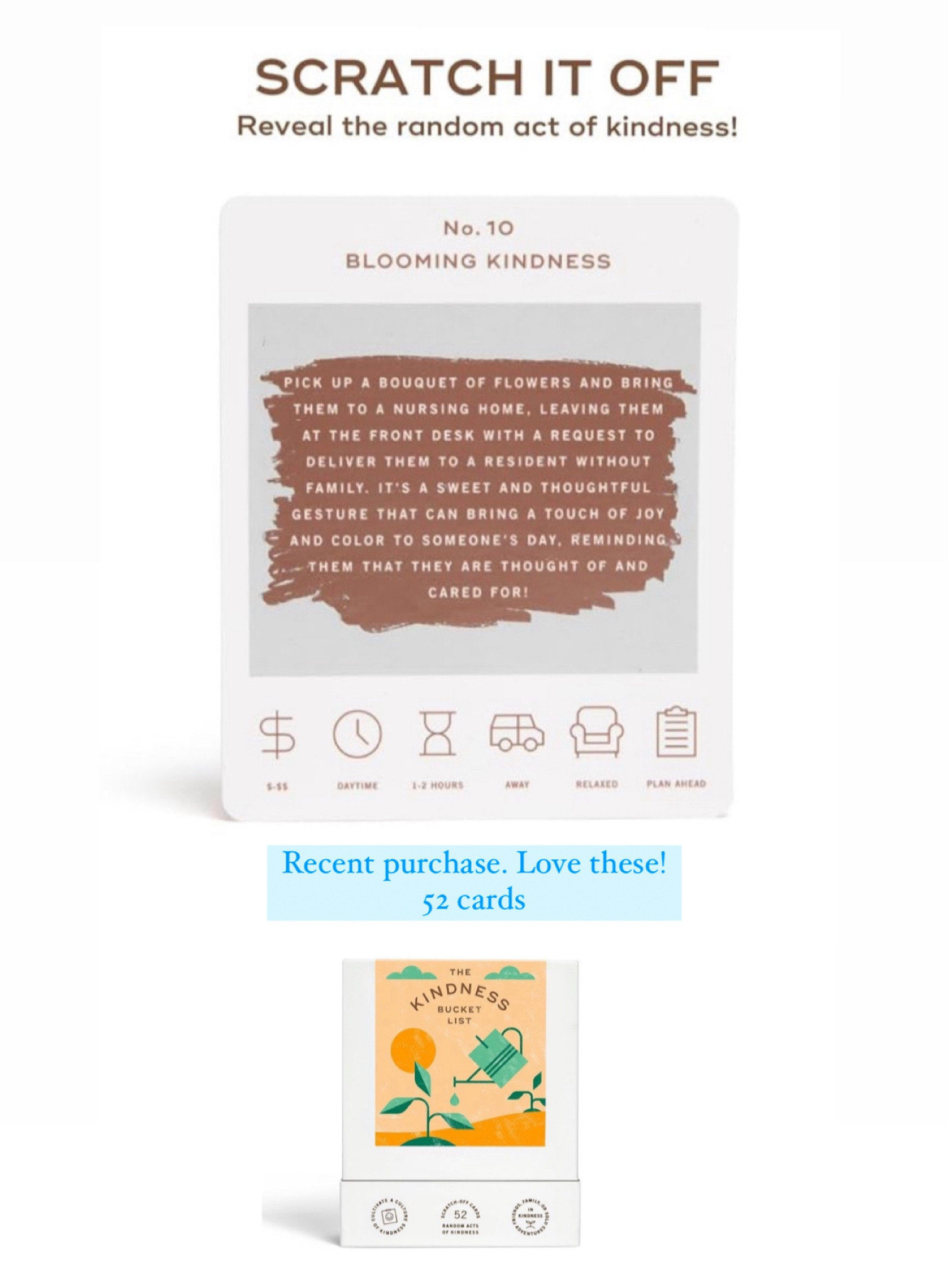 Kindness bucket list: 52 scratch off cards spread kindness 