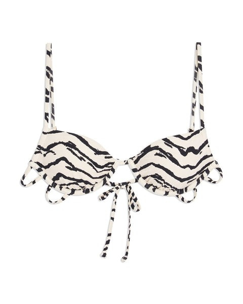Ruched Underwire Bikini Top in White Tiger Print | outdazl