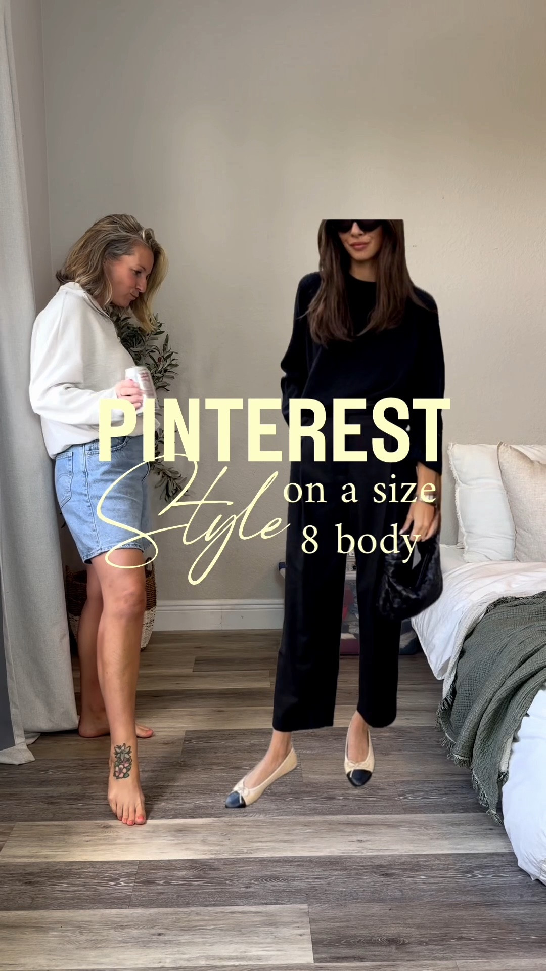 Medium in the black cashmere cardigan and 8 in the pants in the 26” length.
TTS in the kick out jeans I didn’t wear. 
Sized up to a 30 in the denim shorts. 
Medium white top.