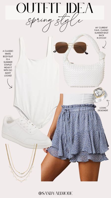 Spring outfit idea | Amazon fashion | Amazon floral skirt | how to style a white bodysuit | Target finds | Target white braided shoulder bag | white tennis shoes 

#LTKSeasonal #LTKstyletip #LTKfindsunder100