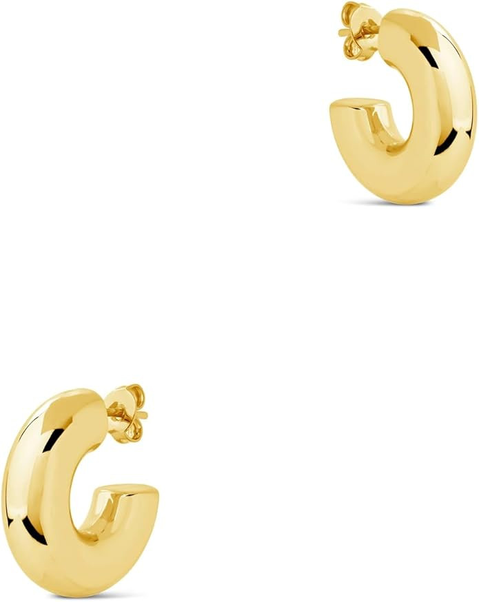 CONRAN KREMIX Waterproof Chunky Gold Hoops Earrings for Women Non Tarnish, Thick Gold Plated Circ... | Amazon (US)