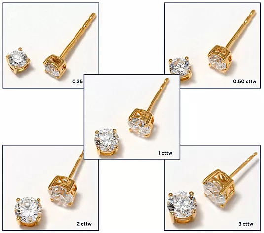 Fire Light Lab Grown Diamond Choice of cttw .25-3.00 Studs, Sterling Silver - QVC.com | QVC