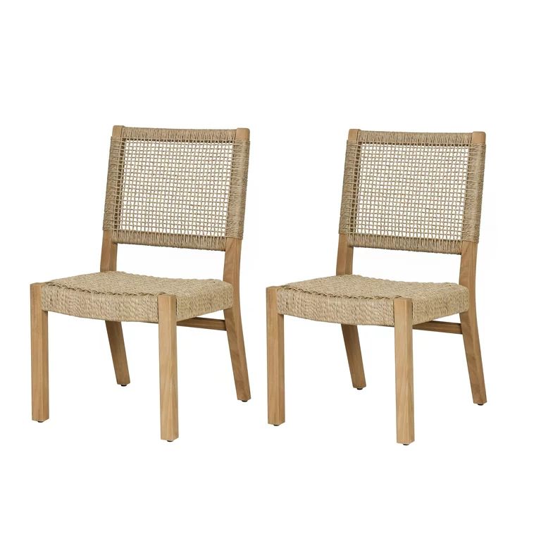 Better Homes & Gardens Ashbrook 2-Pack Teak & Wicker Dining Chairs by Dave & Jenny Marrs | Walmart (US)