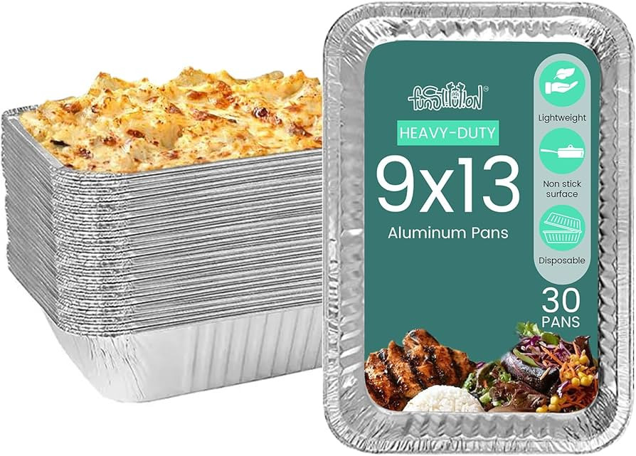 FUNSTITUTION Aluminum Foil Pans 9x13 (30 Pack) - Disposable Aluminum Baking Pans With High Heat C... | Amazon (US)