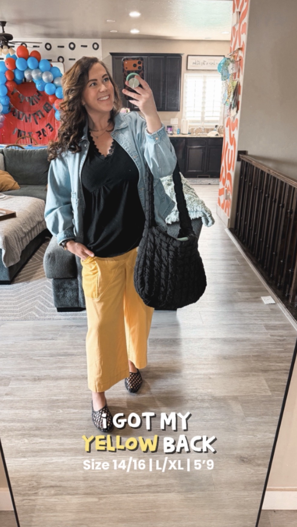 I got my yellow back and honestly?? She was missed. 💛 Not a pink girl, never was. But yellow? Yellow is MINE. Loving this whole look and it’s almost all Amazon!!

Bra 38DD 
Undies XXL
Pants XXL 
Tank XXL 
Shirt XL 
Jacket XL 

Size 14/16 | L/XL | 5’9

wide leg cropped pants, yellow pants, lace trim tank, denim jacket, puffy tote bag, spring outfit, casual everyday outfit, midsize fashion, work to weekend, Amazon fashion, colorful pants outfit, midsize spring look, wide leg pants midsize, Amazon midsize finds

#LTKMidsize #LTKTall #LTKWorkwear