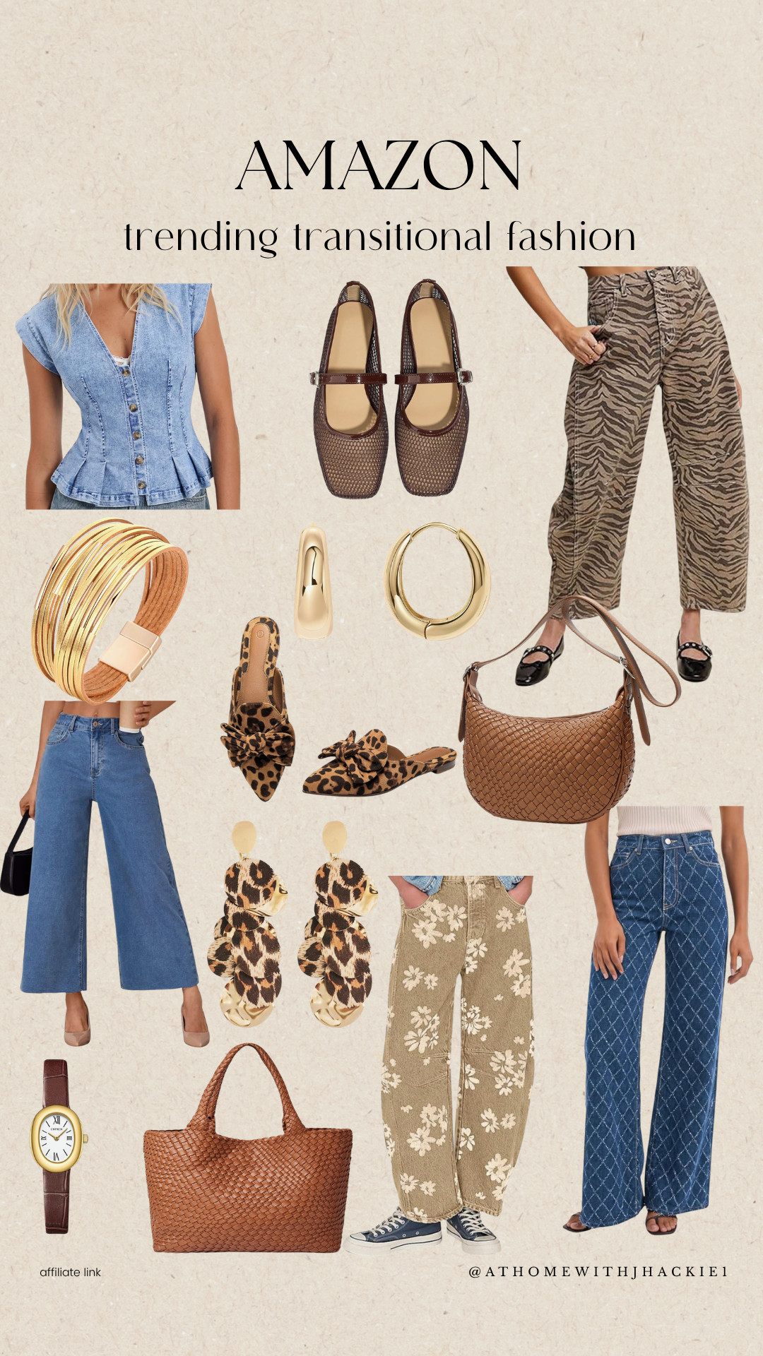 Amazon Trending Transitional Fashion: Amazon fashion finds, Amazon women’s fashion, transitional outfits, transitional fall fashion, summer to fall outfits, Amazon fall fashion, trendy Amazon clothes, women’s fall outfit ideas, leopard print accessories, wide leg jeans, denim top women, woven handbag, Mary Jane flats, fall accessories, neutral fall outfits, affordable women’s fashion, Amazon outfit inspiration, casual chic outfits, fall fashion trends, trendy fall outfits 2026

#LTKgrwm #LTKootd #LTKSeasonal