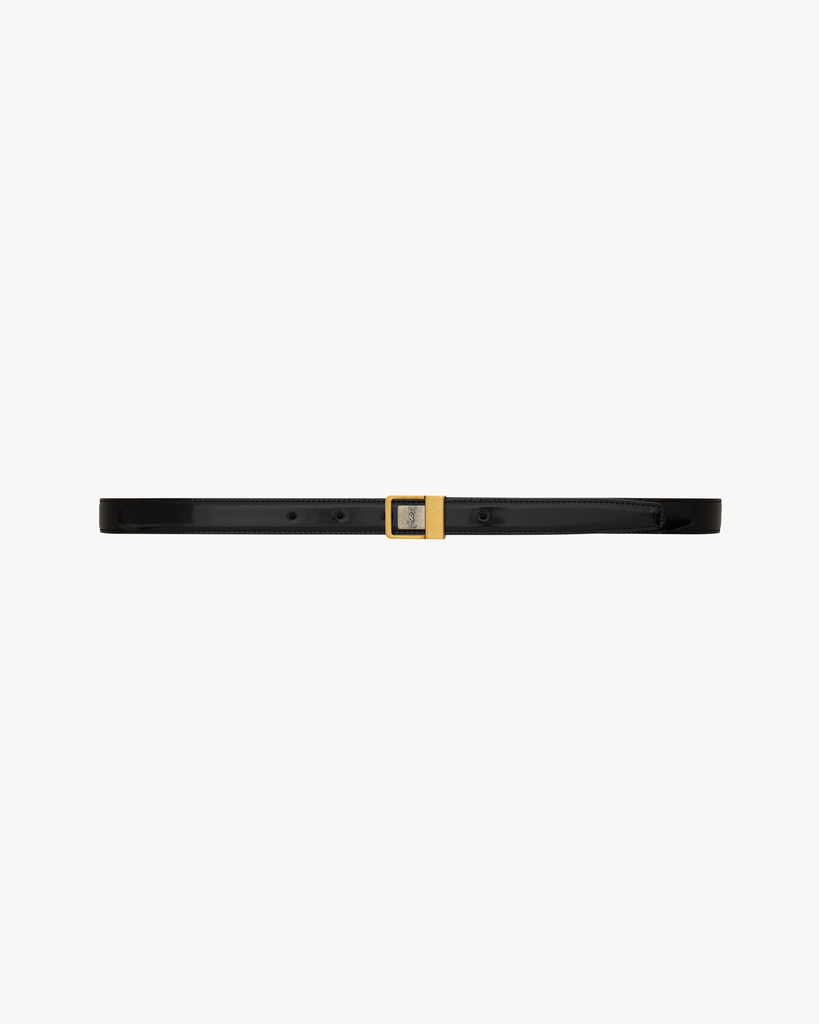 la 66 buckle thin belt in shiny leather | Saint Laurent Inc. (Global)