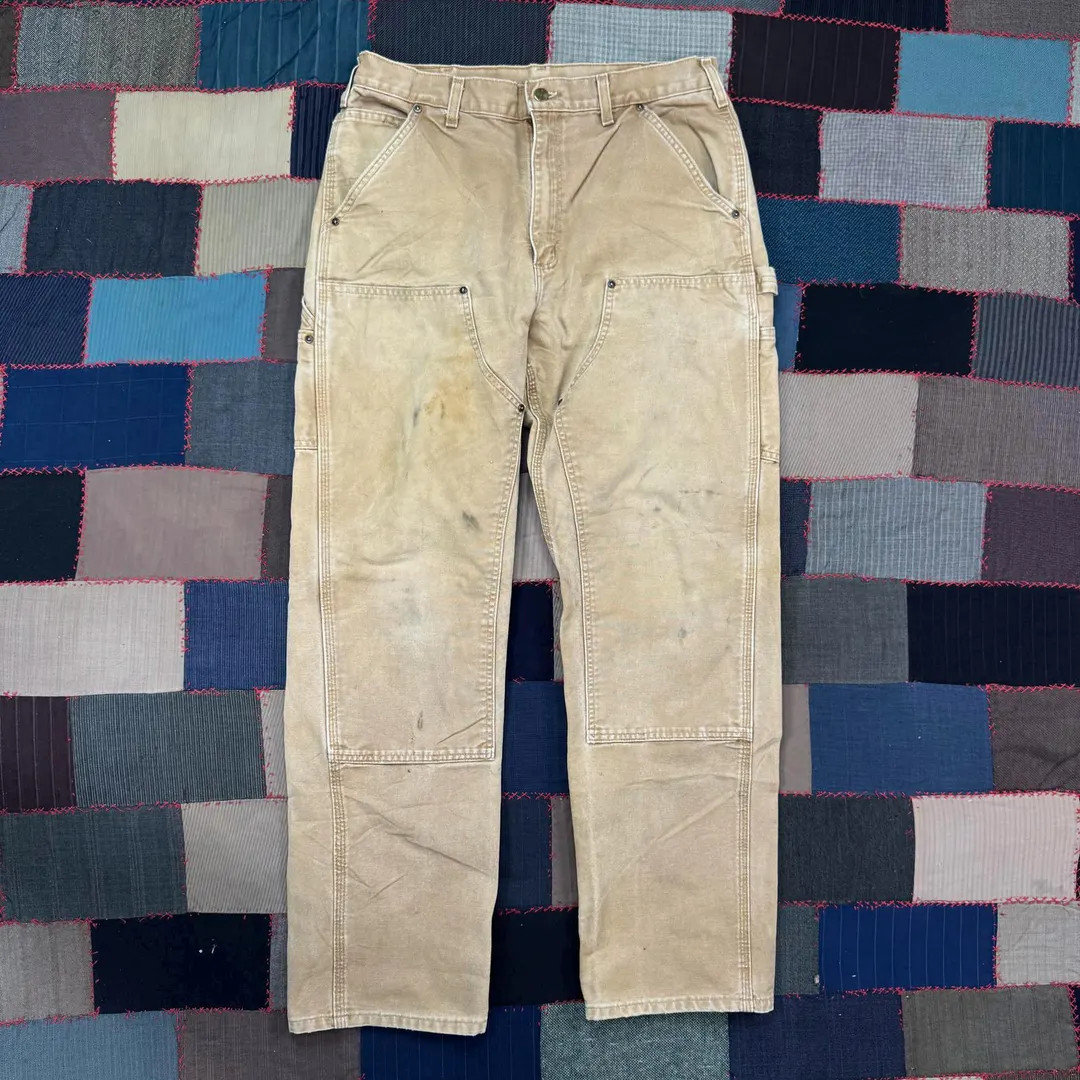 Vintage 90s Carhartt Double Knee Work Pants Tan Duck Canvas Carpenter | Etsy (US)