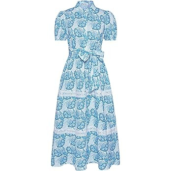 GRACE KARIN Women's 2026 Summer Floral Flowy Dresses Boho Tie Belt Short Puff Sleeve A Line Maxi ... | Amazon (US)