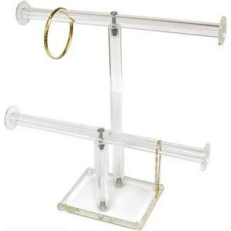 2 Tier Clear Acrylic Jewelry Stand T-Bar Chain & Bracelet Display | Walmart (US)