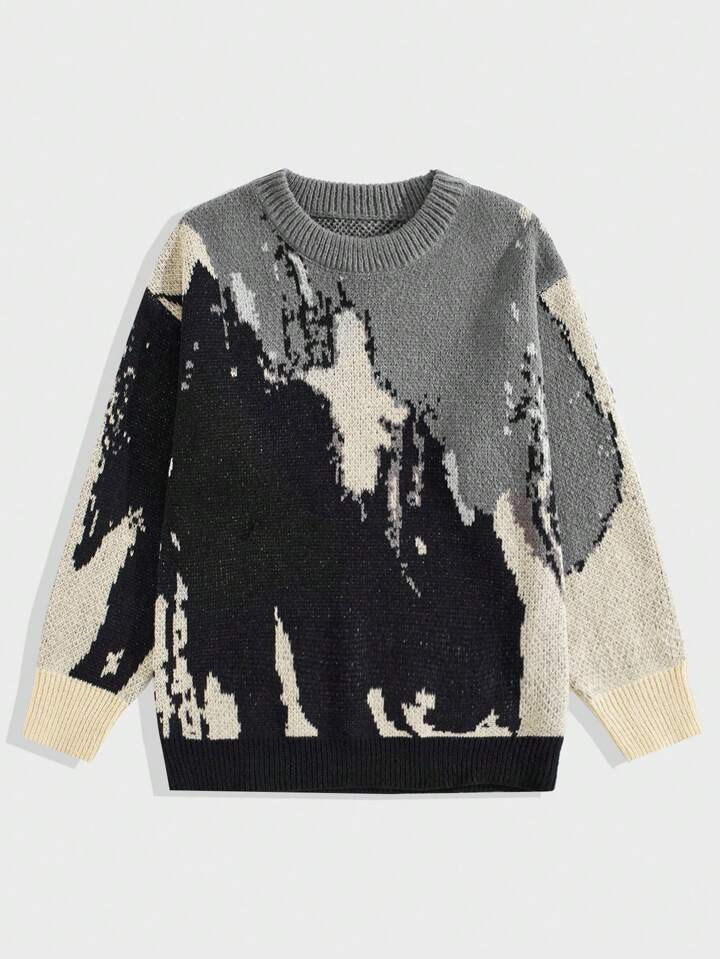 ROMWE Street Life Herren Grafik Muster Pullover | SHEIN