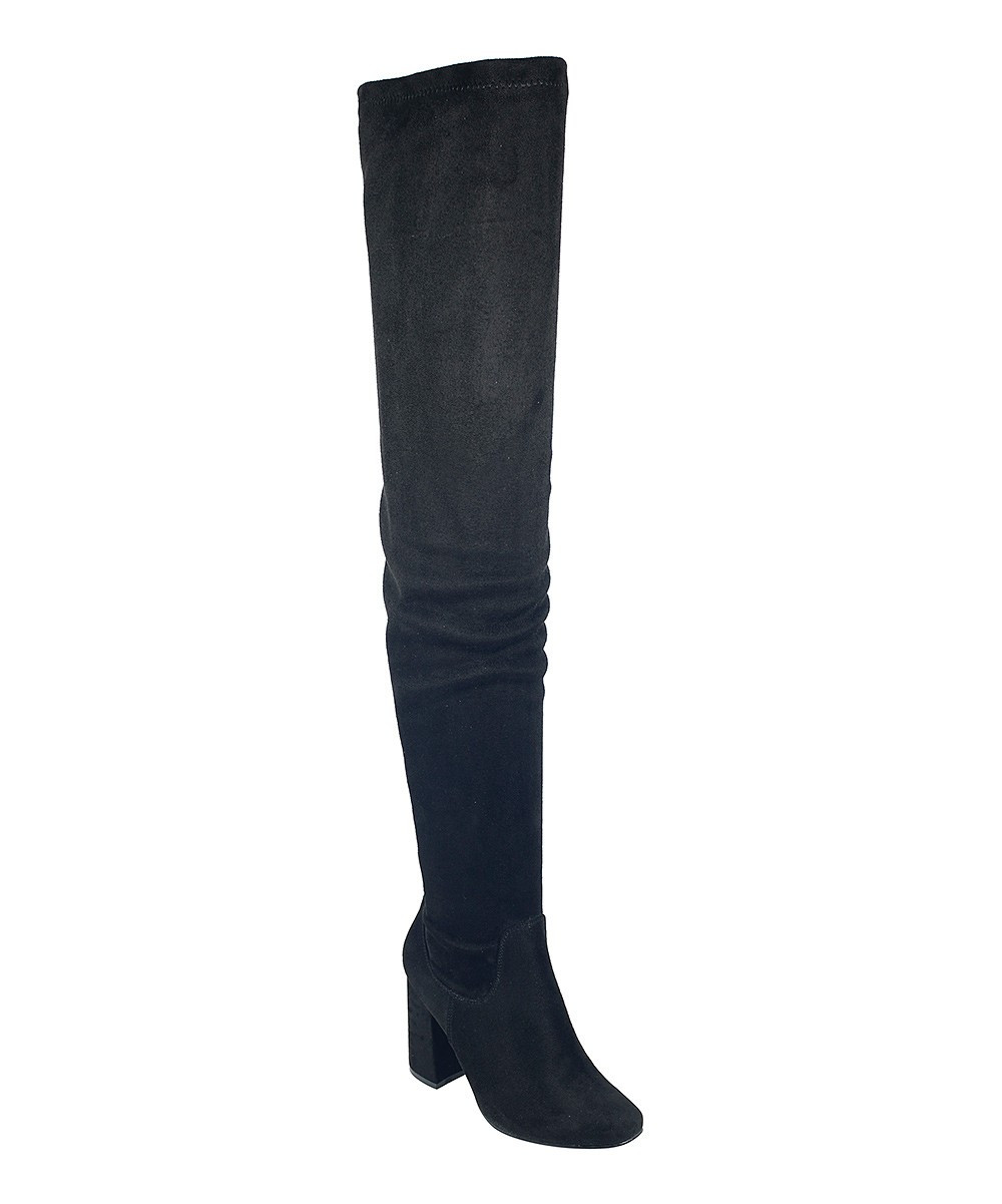 Nature Breeze Women's Casual boots BLACK - Black Elantra Thigh-High Boot | Zulily