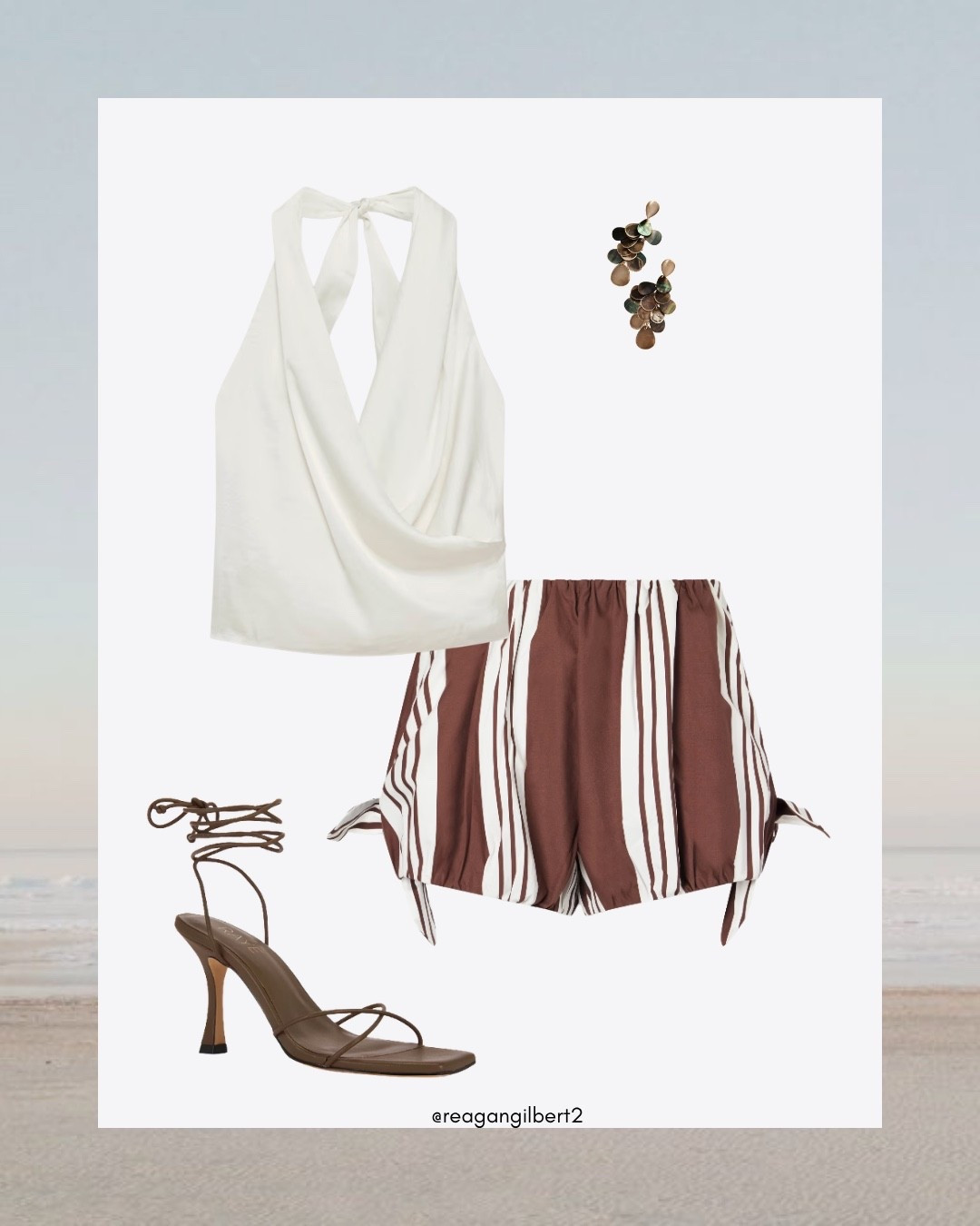 cute and easy everyday summer outfit. cutest pair of chocolate striped shorts, a halter tank and some cute lace up heels. a fun dinner or vacation outfit!! #ootd #summer

#LTKgrwm #LTKootd #LTKTravel