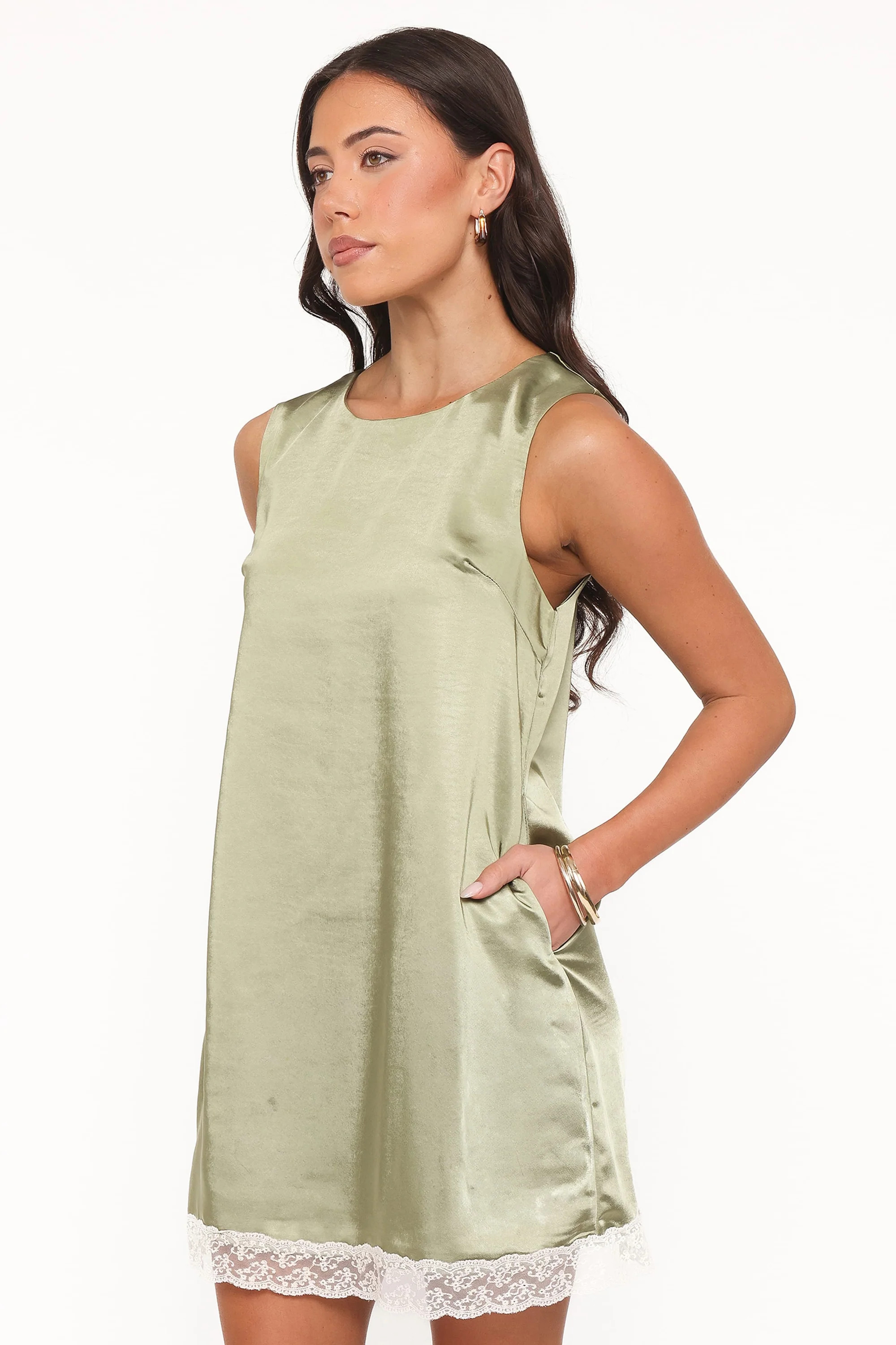 Gretel Mini Dress - Green/Cream | Petal & Pup (US)