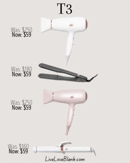 T3 sales…$59 for these!
Hair dryer
Straightener
Curling iron 

#LTKbeauty #LTKGiftGuide #LTKsalealert