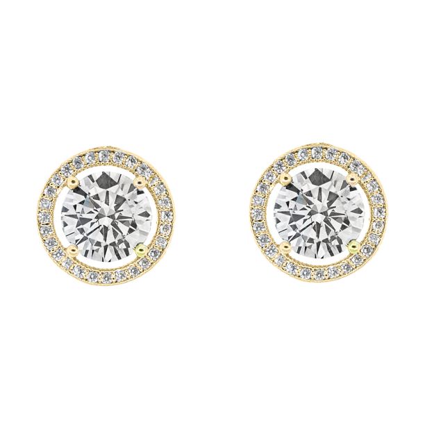 Cate & Chloe Ariel 18k Yellow Gold Halo CZ Stud Earrings Diamond Earrings | Walmart (US)