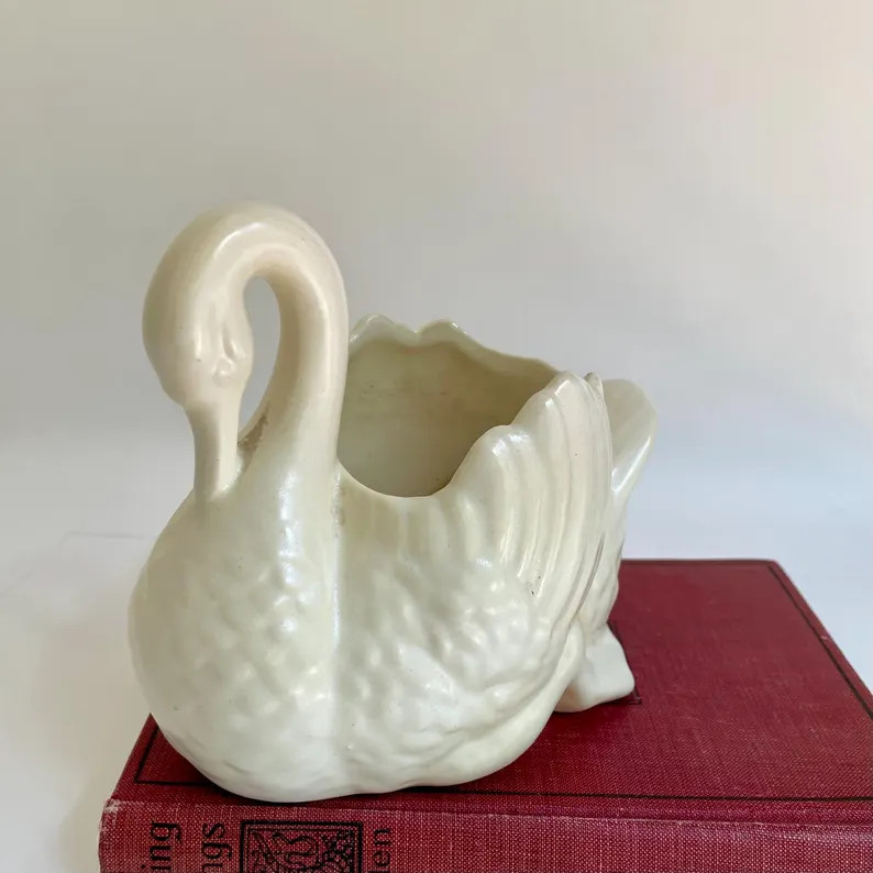 Vintage Mid Century Cream Pottery Swan Planter, Marked 259 - Etsy | Etsy (US)